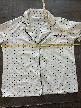 Polka Dot Short-Sleeve Button-Up Shirt - White with Black Dots